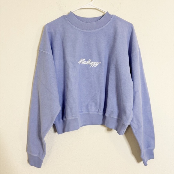Madhappy periwinkle blue cropped crewneck sweater - Picture 2 of 5